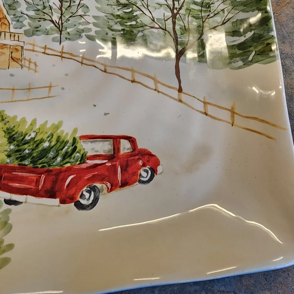 Maxcera SNOWVILLE Square Serving Dinner Plate 11